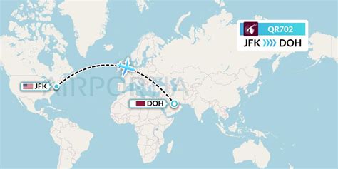 Qatar Airways QR702 (QTR702) 28. Feb 2024. Live. JFK. New York. TERMINAL: 8. -> 11h 41m. 10,781km / 6,655mi. DOH. Doha. GATE: 8. 28 Feb 20:49 …